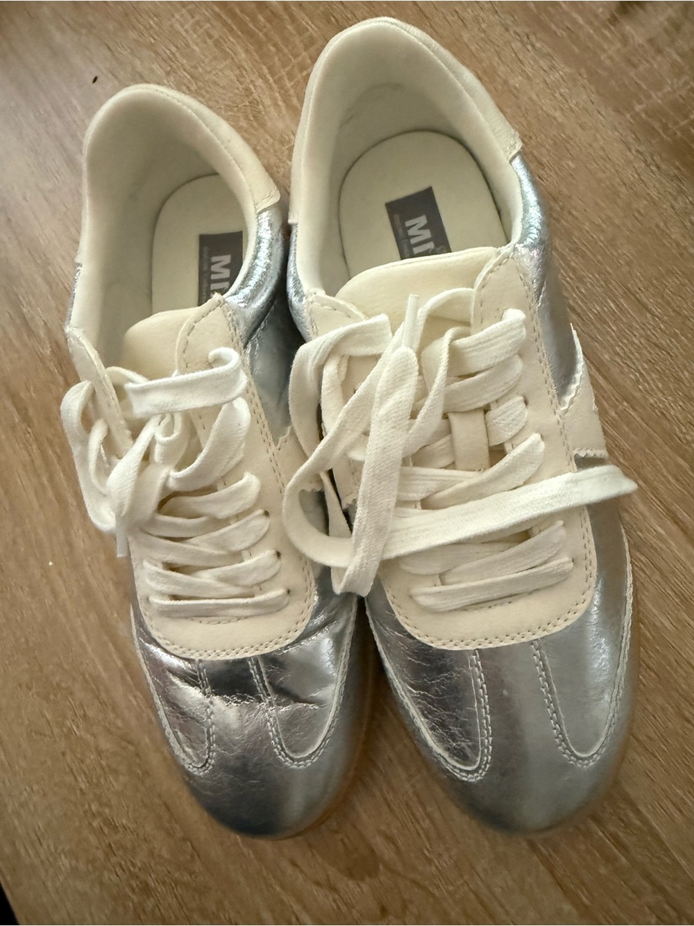 Mia Silver and Cream Lace-Up Women's Sneakers NWT